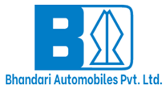 Bhandari Automobiles Pvt. Ltd. company logo featuring a stylized blue 'B' with geometric design and company name below.